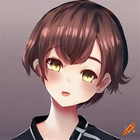 A Tomboyish Anime Girl With Short Brown Hair On Craiyon