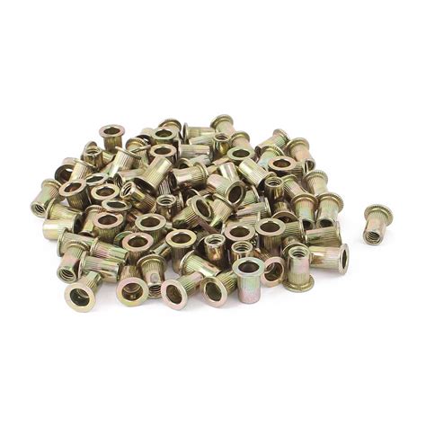 New Pcs Zinc Plated Carbon Steel Rivet Nut Flat Head Insert Nuts UNC In Nuts From Home