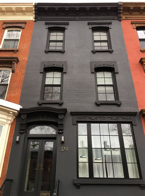 A Boldly Black Brooklyn Townhouse | Townhouse exterior, Terrace house