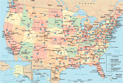 Usa Map Cities Highways Oppidan Library