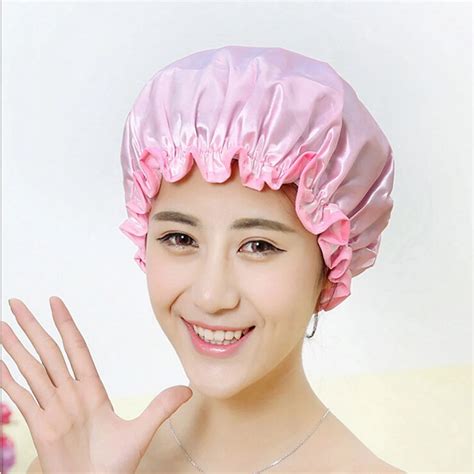 Women Waterproof Polka Dot Flower Hair Cover Elastic Bath Bathing Shower Cap Shower Caps
