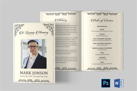 Funeral Program Template | Obituary | Brochure Templates ~ Creative Market