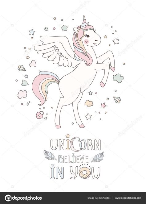 Unicorn Vector Sweet Cute Illustration Magic Fantasy Design Cartoon