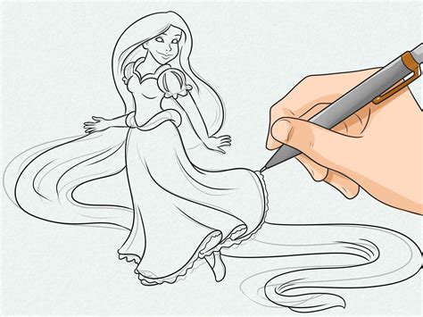 How To Draw Rapunzel Step Rapunzel Drawing Easy Disney Drawings My