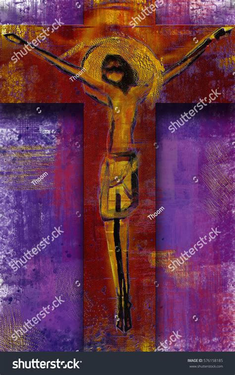 Jesus Christ On Cross Abstract Artistic Stock Illustration 576158185