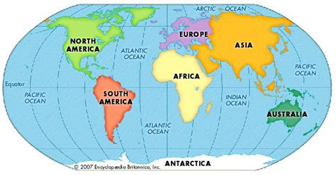 World Map Labeled Continents And Oceans Map Worksheets