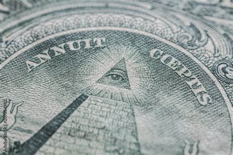 A Detail Of A One Dollar Bill It Is Seen The Famous Illuminati