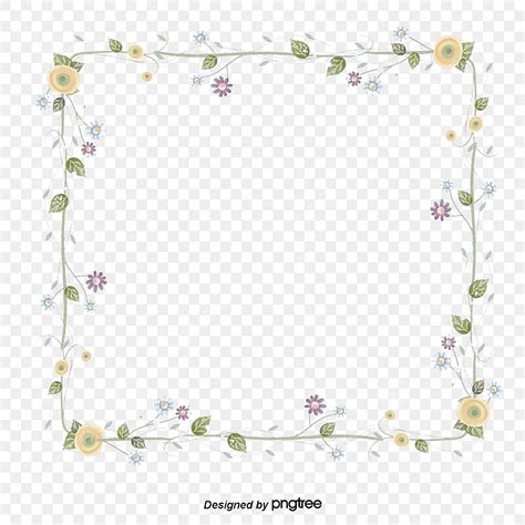 Hand Painted Flowers Border Border Vector Cartoon Hand Painted Png