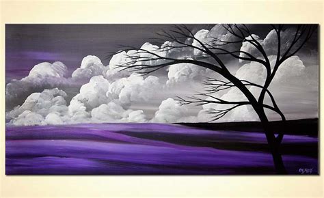 Painting Purple Gray Tree Painting Abstract Landscape 6371