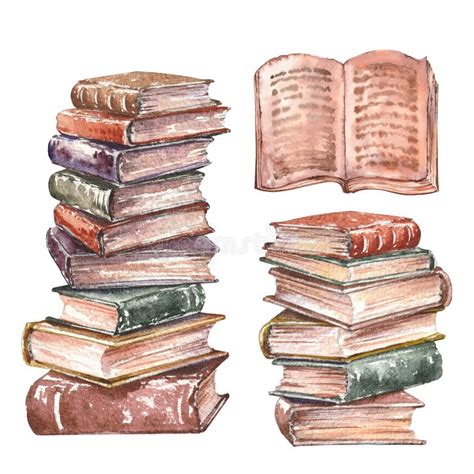 Old Books Watercolor Stock Illustrations Old Books Watercolor