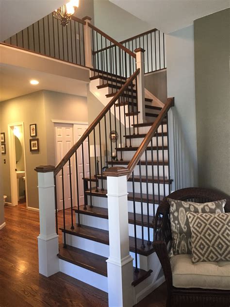 Modern Farmhouse Staircase Makeover Steps Red Oak With Dura Seal Spice
