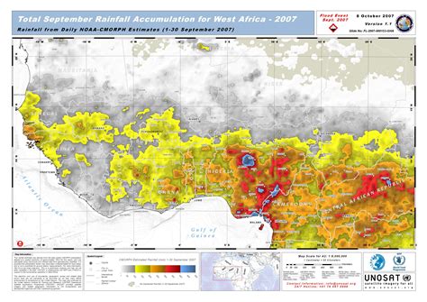 Free political, physical and outline maps of africa and individual country maps. Total September Rainfall Accumulation for West Africa - 2007 | UNITAR