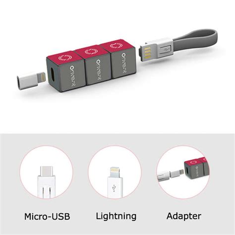 Magic Cube Keychain Micro Usb And Lightning Cable Gizmodern