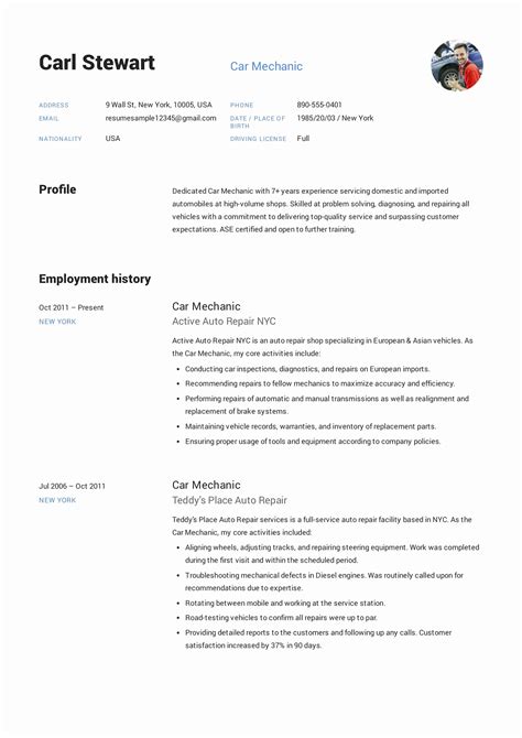 I created 6 free resume templates designed specifically for auto mechanics that you can easily open and customize to fit your exact needs. √ 20 Mechanic Job Description Resume in 2020 | Resume ...