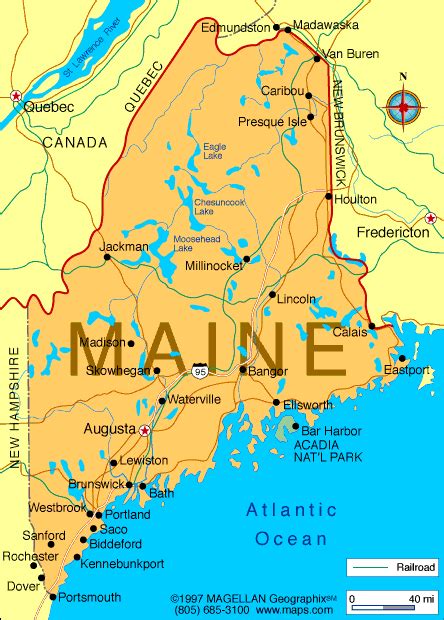 Maine Map And Maine Satellite Image