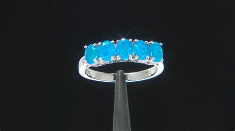 Paraiba Blue Color Opal Rhodium Over Sterling Silver Ring Amd619