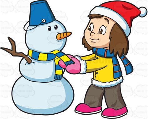Are you searching for make a snowman png images or vector? A girl making a snowman #cartoon #clipart #vector # ...