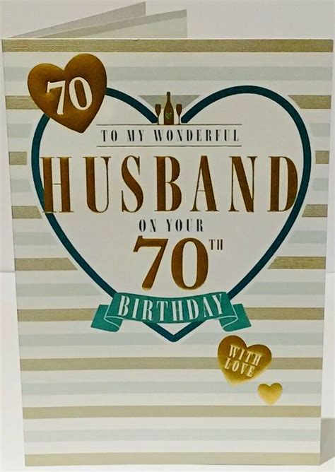70th Husband Birthday Card Age 70 9 X 625 Inches Words And