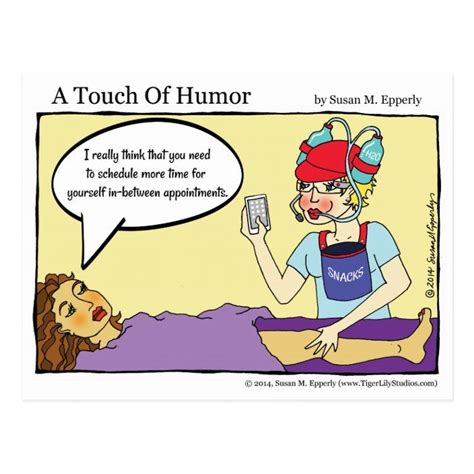 A Touch Of Humor Multitasking Massage Comic Postcard Zazzle Com Massage Funny Massage