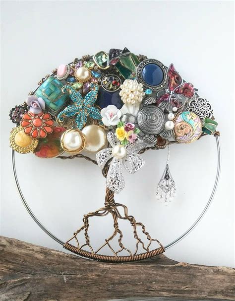 Tree Of Life Wall Art Tree Of Life Home Decor Upcycled Jewelry Art