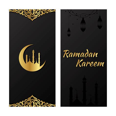 Ramadan Kareem Gold And Black Banner Set 834806 Vector Art At Vecteezy