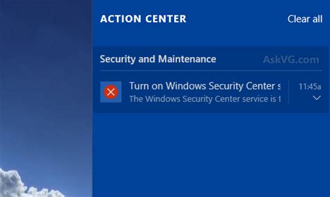 Fix Disable “turn On Windows Security Center Service” Notification In