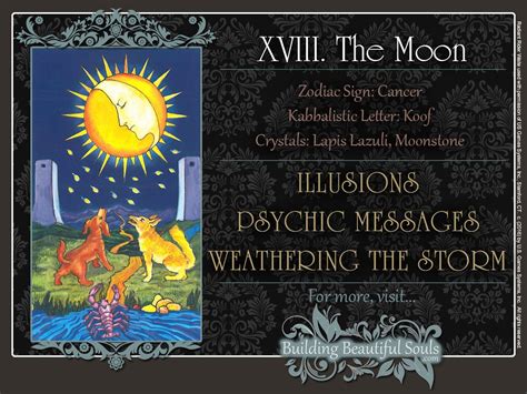 While the sun represents the evolution of your authentic self in the world, the moon is the inner work it takes to get there. Moon Tarot Card Meanings