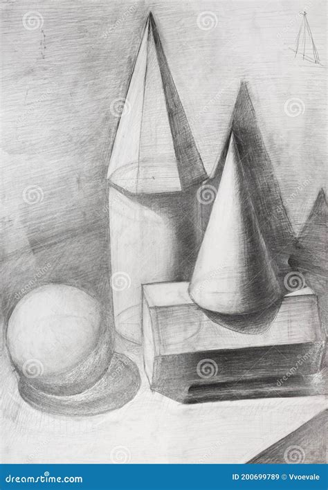 Shading Of Geometric Shapes Hand Drawn By Pencil Stock Illustration