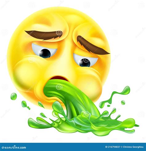 Vomiting Face Emoticon Outline Icon Vector Illustration