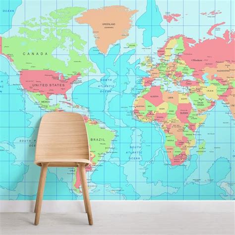 Classic World Map Wallpaper Stylish Map Mural Muralswallpaper Map