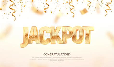 Jackpot Golden 3d Word On Falling Down Confetti Background Winning