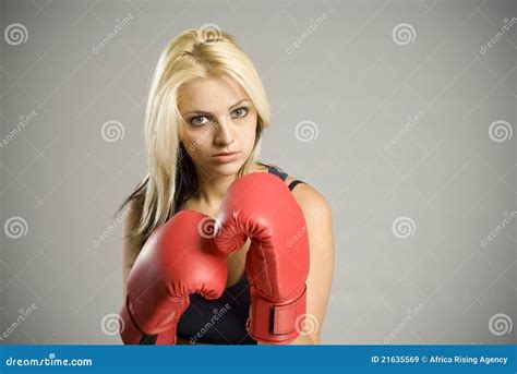 Fighting Woman Boxer With Red Gloves Royalty Free Stock Images Image