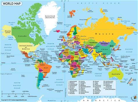 World Map With Country Names