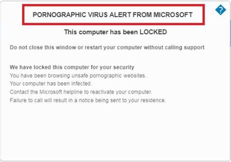 Pornographic Virus Alert From Microsoft Removal