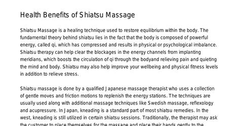 Health Benefits Of Shiatsu Massagejgnyapdfpdf Docdroid