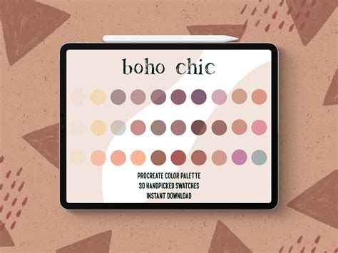 Boho Chic Procreate Color Palette Color Swatches For Etsy