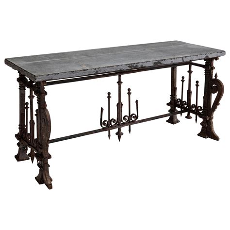 Vintage Marble Top Wrought Iron Console At 1stdibs