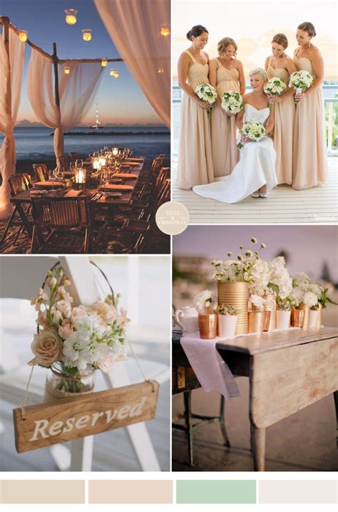 Beach wedding colors ideas today beach wedding colors i put soft peach, blue, grey and soft brown together, it looks romantic & relaxed. beach wedding color ideas | Tulle & Chantilly Wedding Blog