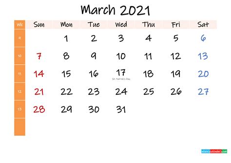 They depict week numbers, federal holidays in the us, and sufficient space for. Free March 2021 Monthly Calendar Template Word - Template ...