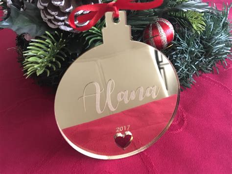 Personalized Christmas Gold Bauble Name Year 2023 Ornament Etsy
