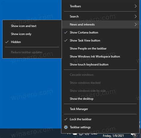 Add Or Remove News And Interests Button From Taskbar In Windows 10