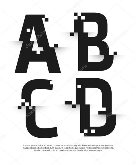 Set Of Abstract Broken Font Letters Stock Vector Image By ©feabornset