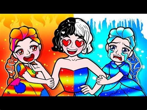 Beauty Paper Dolls Orphan Frozen Ice Fire Vs Sinister Cruella Stepmom Story YouTube