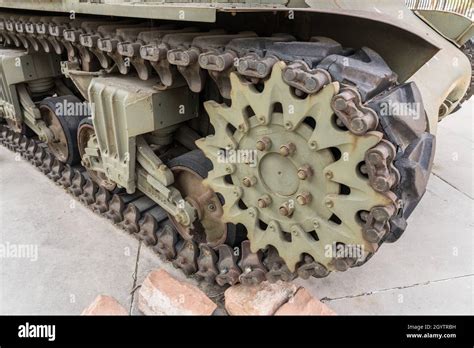Detail Of The Front Track Drive Sprocket And Tread Of An M4 Sherman