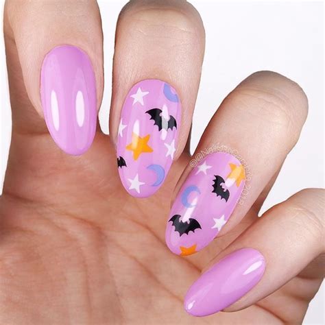 Cute Pink Halloween Nail Art Halloween Bat Nail Art Halloween Acrylic