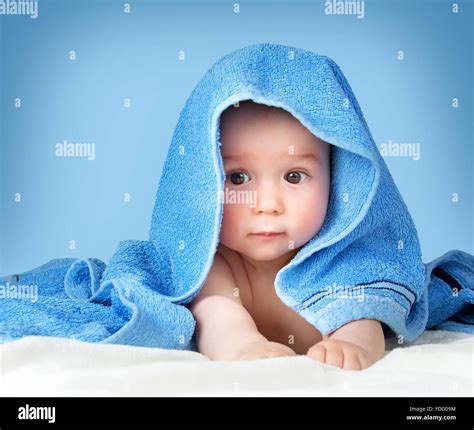 Cute Baby In A Towel Stock Photo Alamy