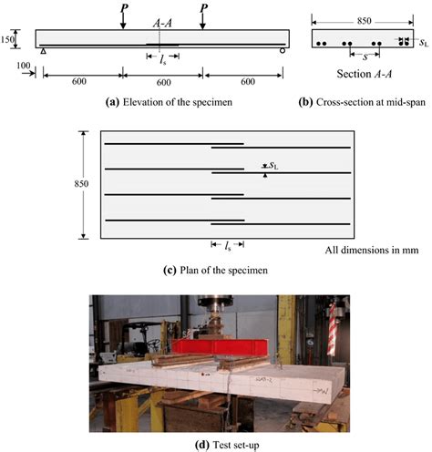 Dimensions And Loading Arrangements Of Lapped Splice Slab Specimens Download Scientific Diagram