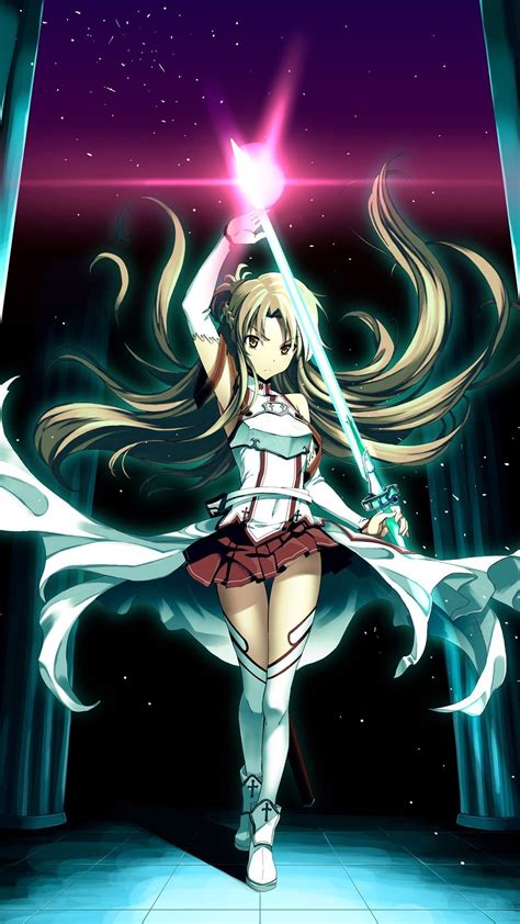Yuuki asuna (結城 明日奈, yūki asuna?), known as asuna (アスナ, asuna?) in «sword art online» (sao), «alfheim online» (alo), as well as «project alicization», where she had temporarily used the stacia (ステイシア, suteishia?) account, is the main heroine of the sword art online series7, the deuteragonist of the aincrad arc, as well as the protagonist of the mother's rosario. 83+ Anime Wallpaper 1080×1920