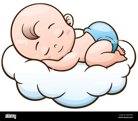 Ilustraci N Vectorial De Dibujos Animados Bebe Durmiendo En Una Nube
