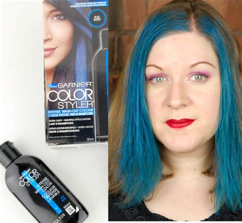 It reverses the colouring process by shrinking the colour molecules in your hair, allowing them to be washed out. Garnier Color Styler intense wash-out hair color in Blue ...